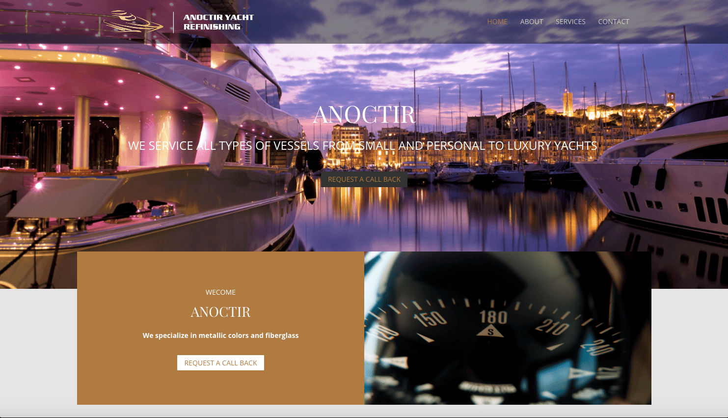 Anoctir Yachts Website Homepage