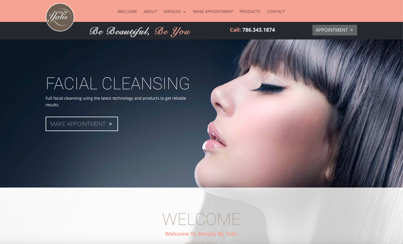 Beauty By Yalis Website Homepage